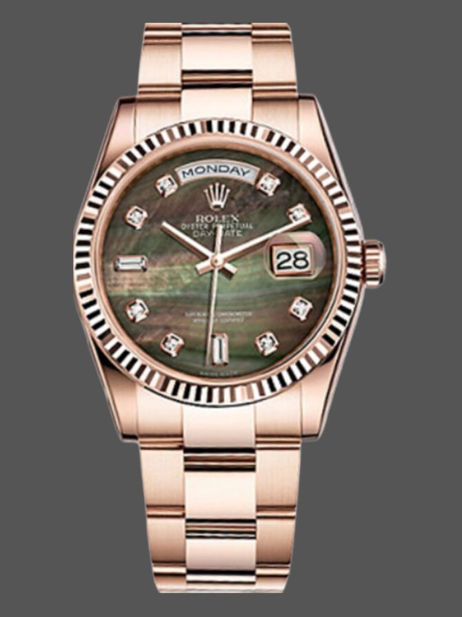 Replica Rolex Day-Date 118235 Mother of pearl diamond dial 36mm Unisex Watch