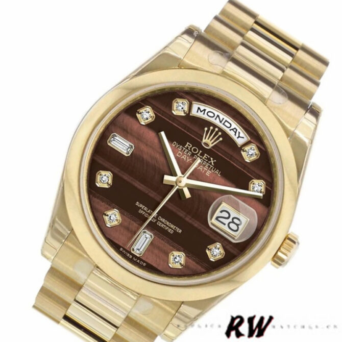 Replica Rolex Day-Date 118208 Bulls Eye Diamonds Dial 36mm Unisex Watch
