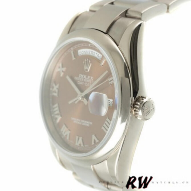 Replica Rolex Day-Date 118209 White Gold Copper Brown Dial 36mm Unisex Watch