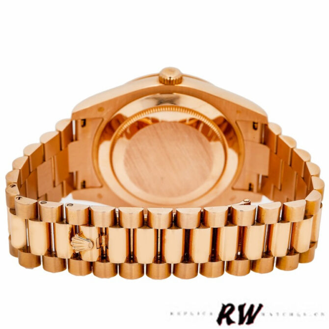 Replica Rolex Day-Date 218235 Chocolate Brown Dial Rose Gold 41MM Mens Watch