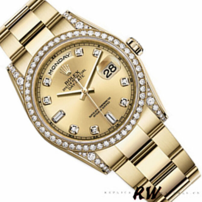 Replica Rolex Day-Date 118388 Champagne Roman Numeral Dial 36MM Unisex Watch