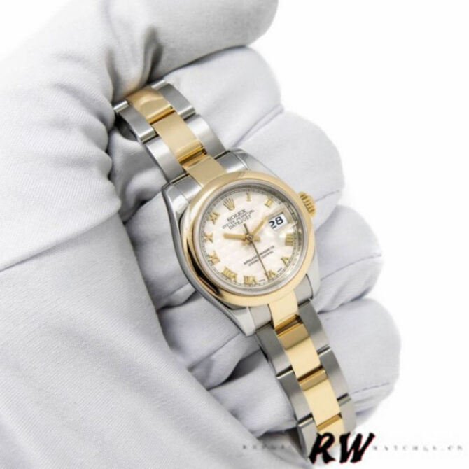 Rolex Datejust 179163 Smooth Bezel Pyramid Ivory Dial 26MM Lady Replica Watch