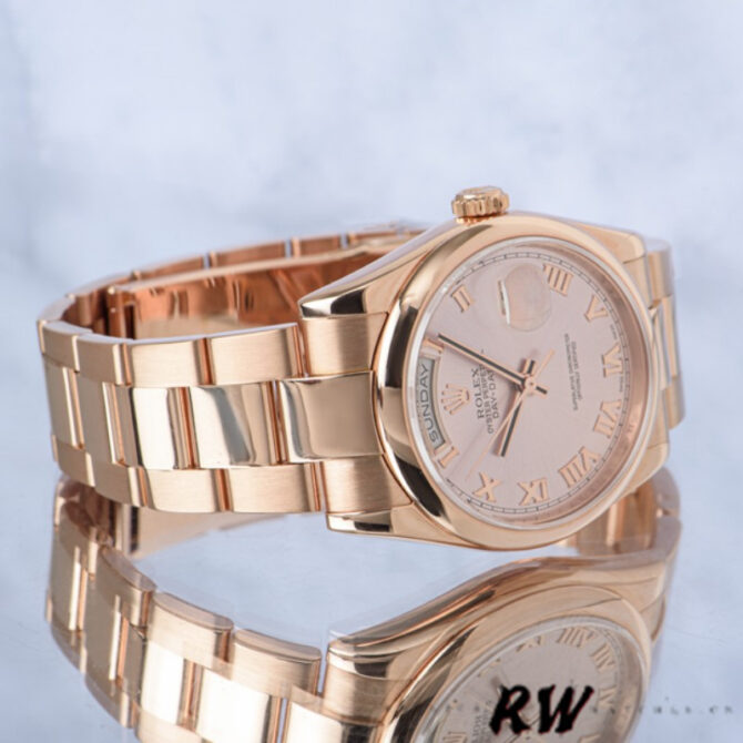 Replica Rolex Day-Date 118205 Rose Gold Pink dial 36mm Unisex Watch