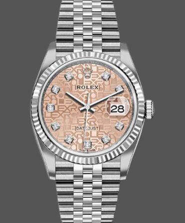 Rolex Datejust 126234 Fluted Bezel Pink Jubilee Diamond Dial 36MM Unisex Replica Watch