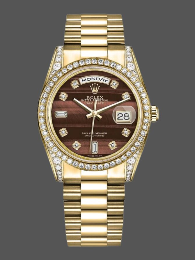 Replica Rolex Day-Date 118388 Black Diamond Dial 36mm Unisex Watch