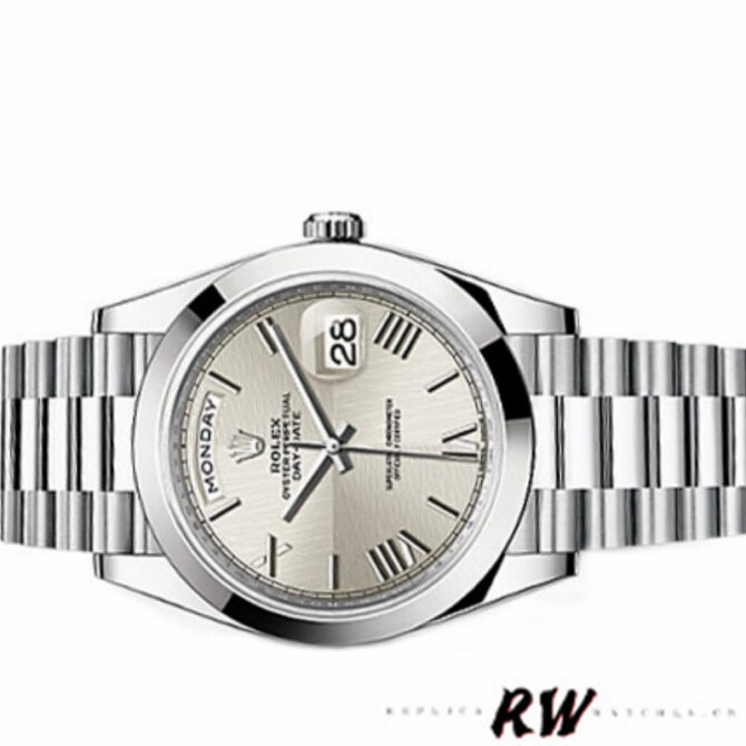 Replica Rolex Day-Date 228206 Blue Roman Numeral Dial Platinum 40MM Mens Watch