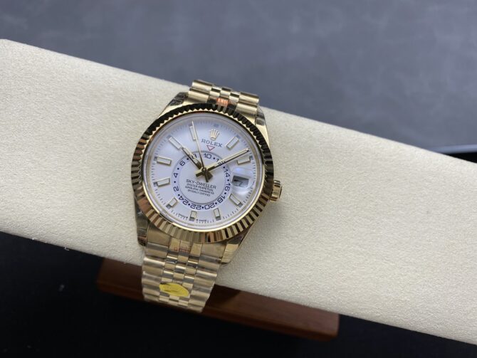 Rolex Sky Dweller 42 Yellow Gold GMT White Dial Jubilee Style M336938 0006 Men's Watch