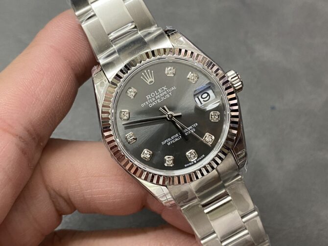 Rolex Datejust 31 Stainless Steel and White Gold Grey Dial M278274 Women's Watch