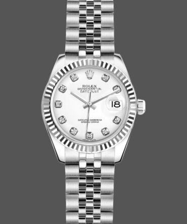 Rolex Datejust 179174 White Diamond Dial Fluted Bezel 26MM Lady Replica Watch