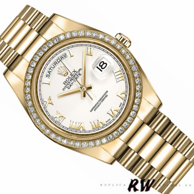 Replica Rolex Day-Date 218348 White Roman Dial 41MM Mens Watch