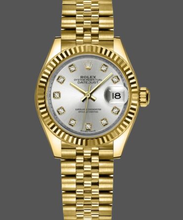 Rolex Datejust 279178 Silver Diamond Dial Yellow Gold 28mm Lady Replica Watch