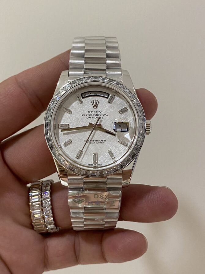 Replica Rolex Day-Date 40 Platinum Meteorite Diamond Dial M228396TBR 0027 Men's Watch