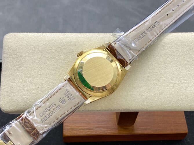 Replica Rolex Day Date 36mm Yellow Gold 128238 0051 Pave Rainbow Diamond Dial Fluted Bezel
