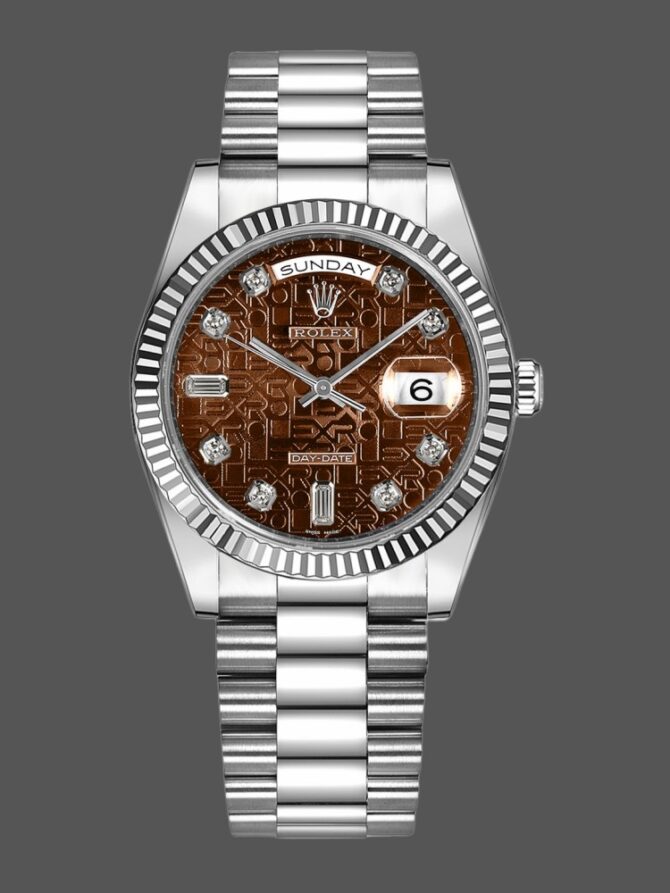 Replica Rolex Day-Date 118235 Rose Gold Chocolate Brown Dial 36mm Unisex Watch