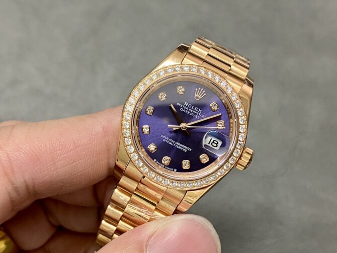 Rolex Datejust 28mm Everose Gold m279135rbr 0020 Aubergine Diamond President Women's Watch