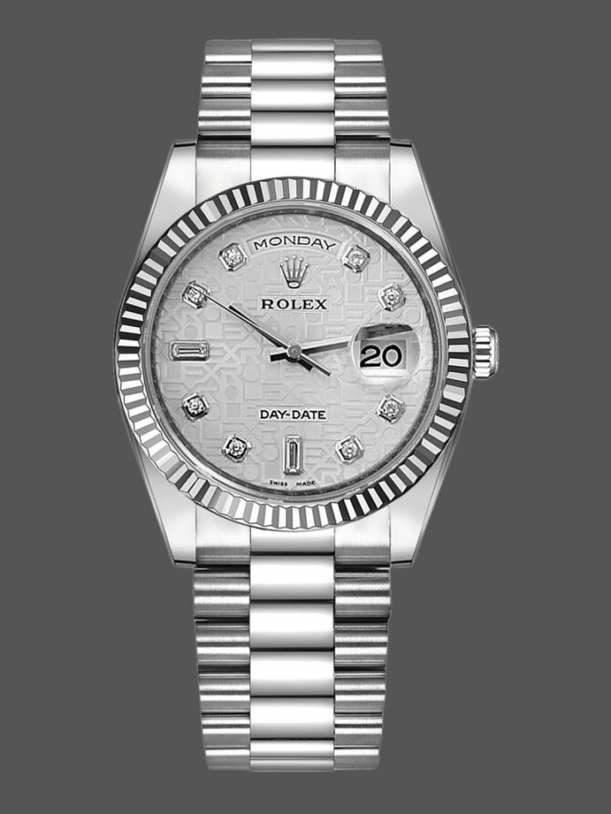 Replica Rolex Day-Date 118239 Jubilee Silver Dial 36mm Unisex Watch