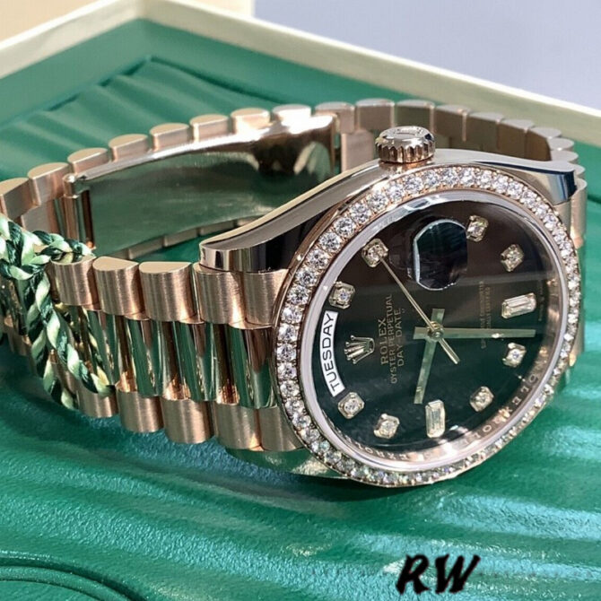 Replica Rolex Day-Date 36MM 128345RBR 0028 Mother of Pearl White Dial Everose Gold Unisex Watch