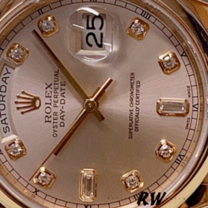 Replica Rolex Day-Date 118205 Pink Diamond Dial 36mm Unisex Watch