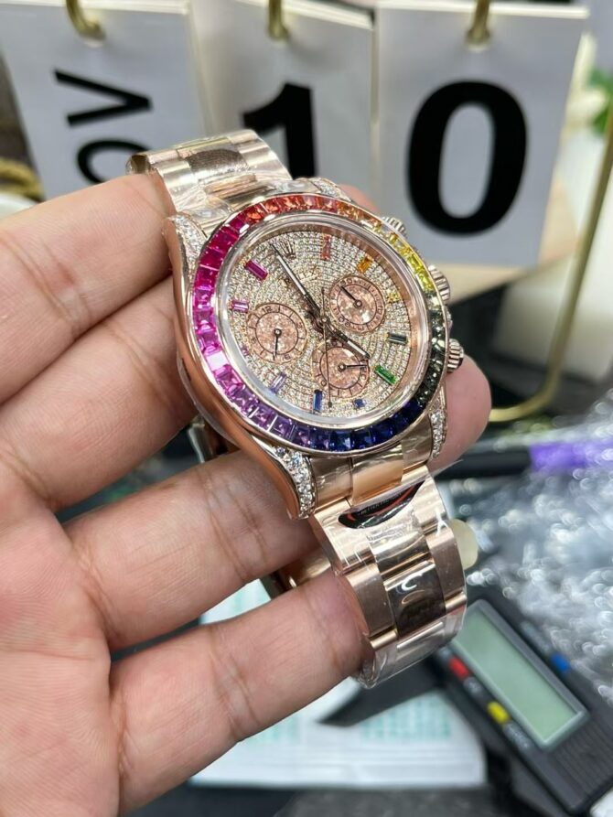 Rolex Daytona 116595RBOW 'Rainbow' Rose Gold Pave Diamond Dial Sapphir