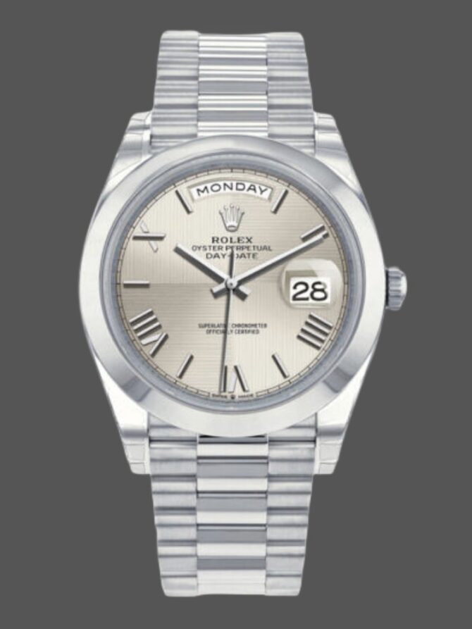 Replica Rolex Day-Date 228206 Blue Roman Numeral Dial Platinum 40MM Mens Watch