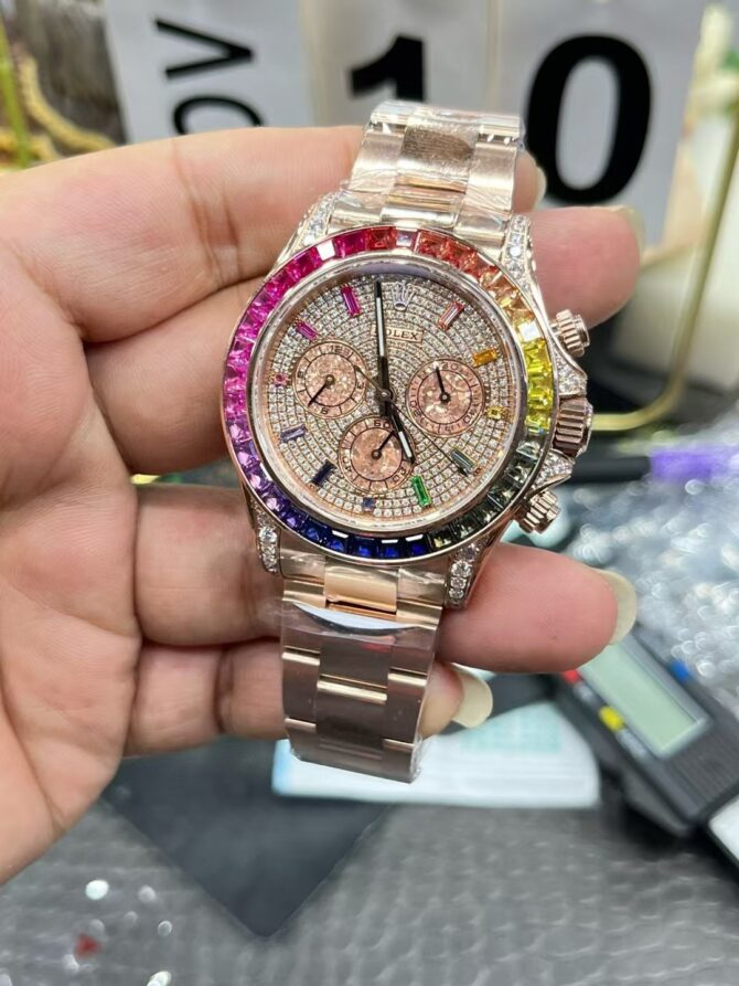 Rolex Daytona 116595RBOW 'Rainbow' Rose Gold Pave Diamond Dial Sapphir