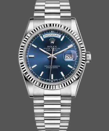 Replica Rolex Day-Date 118239 White Gold Blue Dial 36mm Unisex Watch