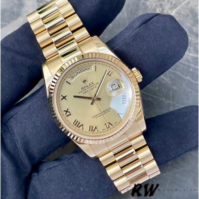 Replica Rolex Day-Date 118235 MOP Black Dial 36mm Unisex Watch