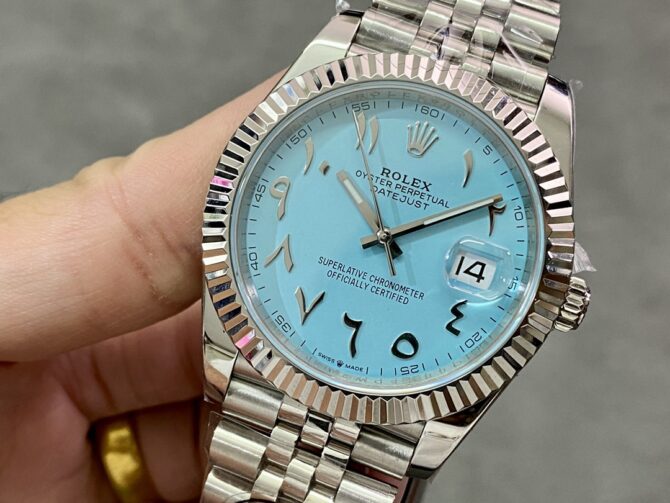 Rolex Datejust 41 Ice Blue Dial with Fluted Bezel 126334 Men's Watch