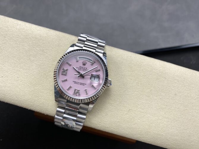 Replica Rolex Day-Date 128239 White Gold Pink Opal Dial 36MM Unisex Watch
