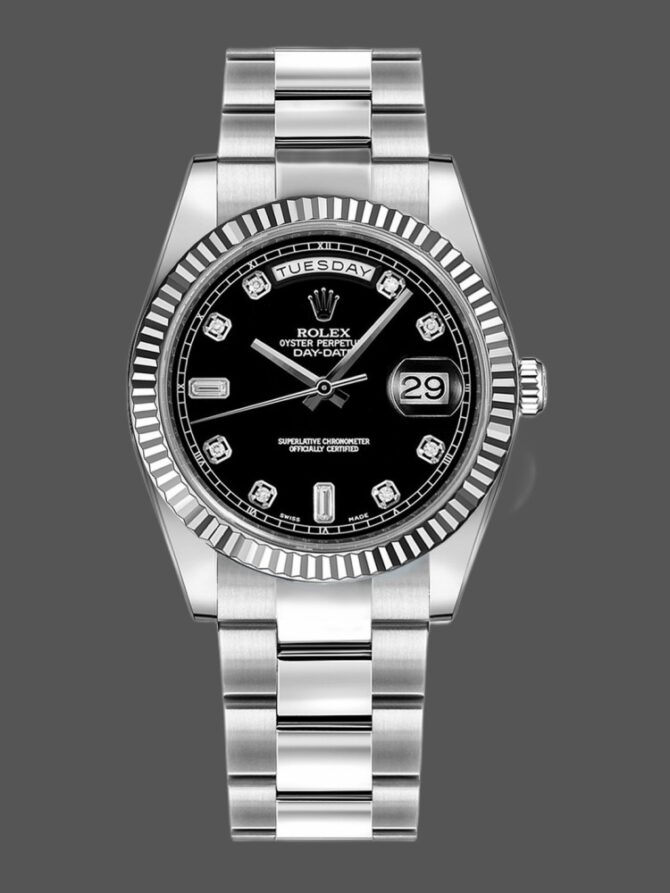 Replica Rolex Day-Date 118239 Black Diamonds Dial 36mm Unisex Watch