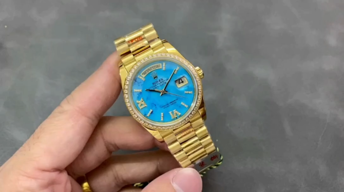 Replica Rolex Day-Date 128348RBR Dark Grey Dial Yellow Gold 36MM Unisex Watch