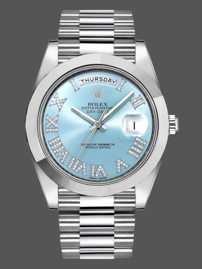 Replica Rolex Day-Date 218348 Wave Black Dial 41MM Mens Watch