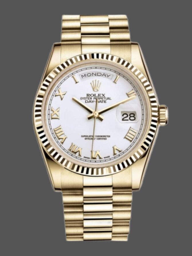 Replica Rolex Day-Date 118209 White Gold Copper Brown Dial 36mm Unisex Watch