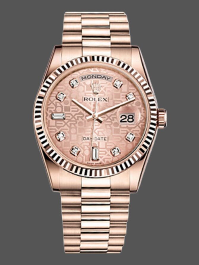 Replica Rolex Day-Date 118235 Everose Gold Pink Jubilee dial 36mm Lady Watch