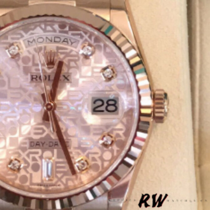 Replica Rolex Day-Date 118235 Rose Gold Chocolate Brown Dial 36mm Unisex Watch