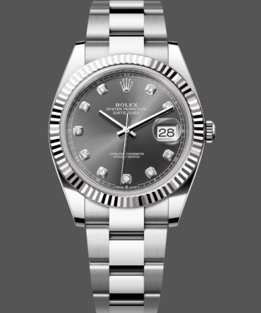 Rolex Datejust m126334 0005 Fluted Bezel Dark Rhodium Grey Dial 41MM Mens Replica Watch