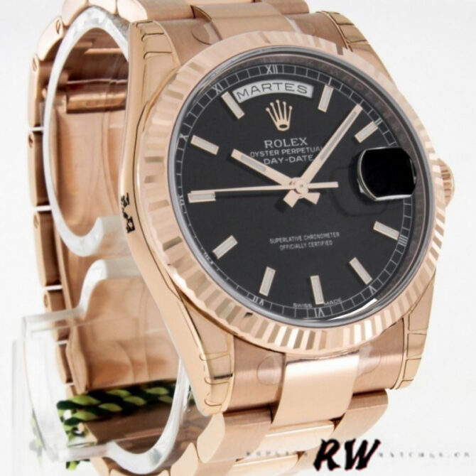 Replica Rolex Day-Date 118235 Rose Gold Chocolate Brown Dial 36mm Unisex Watch