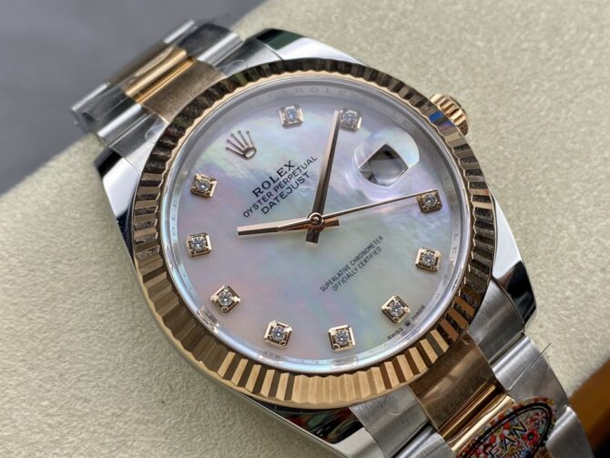Rolex Datejust 41mm Steel and Yellow Gold 126333 0017 White Mop Diamond Oyster