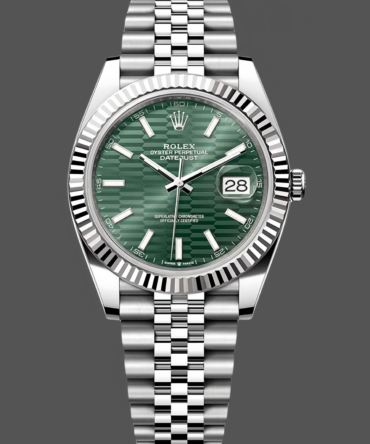 Rolex Datejust 41mm Stainless Steel 126334 0030 Mint Green Dial Fluted Jubilee