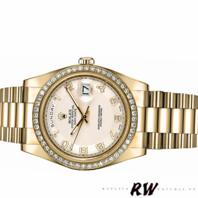 Replica Rolex Day-Date 218348 Concentric Circle Ivory Dial 41MM Mens Watch