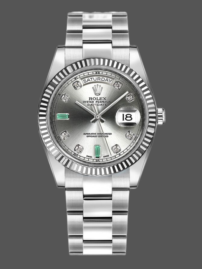 Replica Rolex Day-Date 118239 Rhodium grey Dial white gold 36mm Unisex Watch