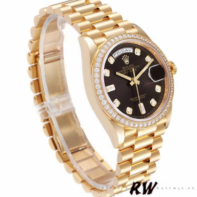 Replica Rolex Day-Date 128348RBR Dark Grey Dial Yellow Gold 36MM Unisex Watch
