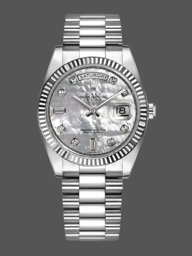 Replica Rolex Day-Date 118239 MOP Diamond Dial 36mm Unisex Watch