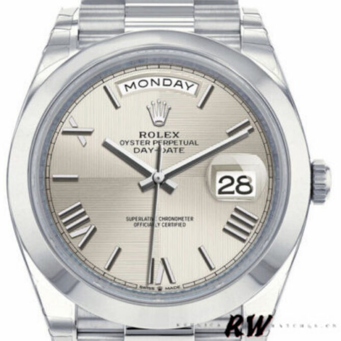 Replica Rolex Day-Date 228206 Blue Roman Numeral Dial Platinum 40MM Mens Watch