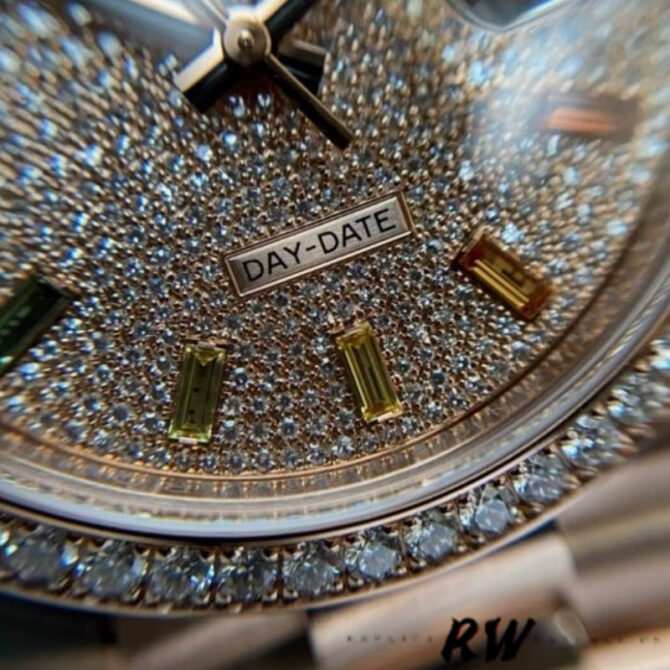 Replica Rolex Day-Date 36MM 128345RBR 0028 Mother of Pearl White Dial Everose Gold Unisex Watch