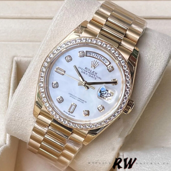 Replica Rolex Day Date 128348RBR MOP Yellow Gold 36MM Unisex Watch