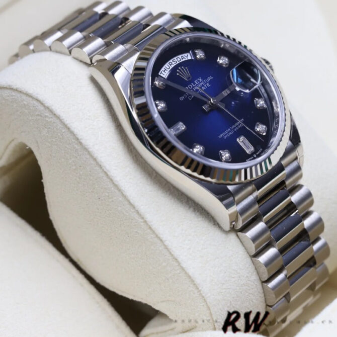 Replica Rolex Day-Date 128239 Blue Ombre Diamond Dial 36MM Unisex Watch