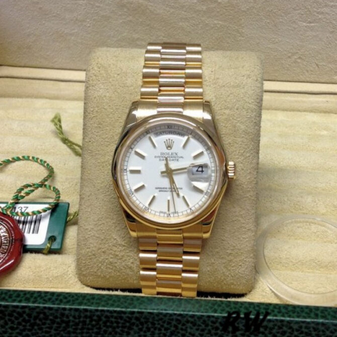 Replica Rolex Day-Date 118208 White Dial 36mm Unisex Watch