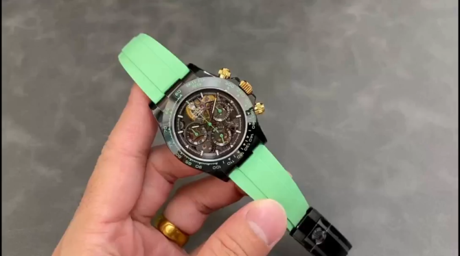 Rolex Daytona PVD Ceramic Bezel GET Best Edition Green Rubber Strap