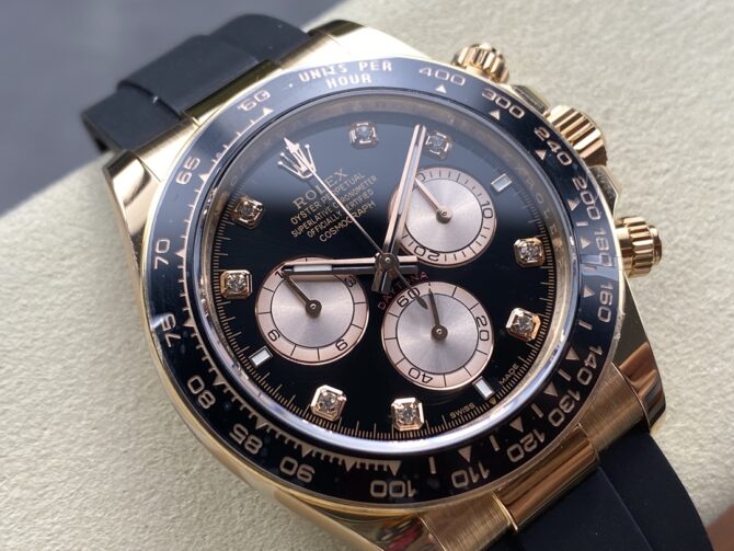 Rolex Daytona Everose Rubber 126515LN 0004 Black Dial Diamond Watch
